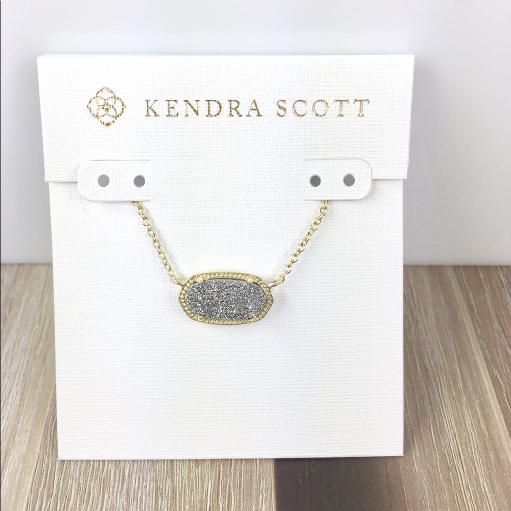 Kendra Scott Elisa platinum drusy gold necklace
